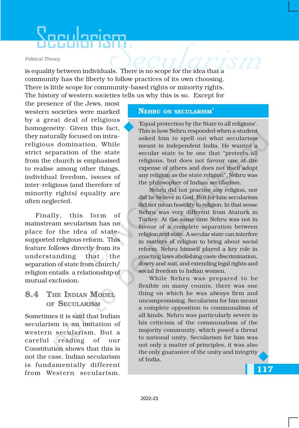 NCERT Book for Class 11 Political Science (Political Theory) Chapter 8 Secularism - Page 7
