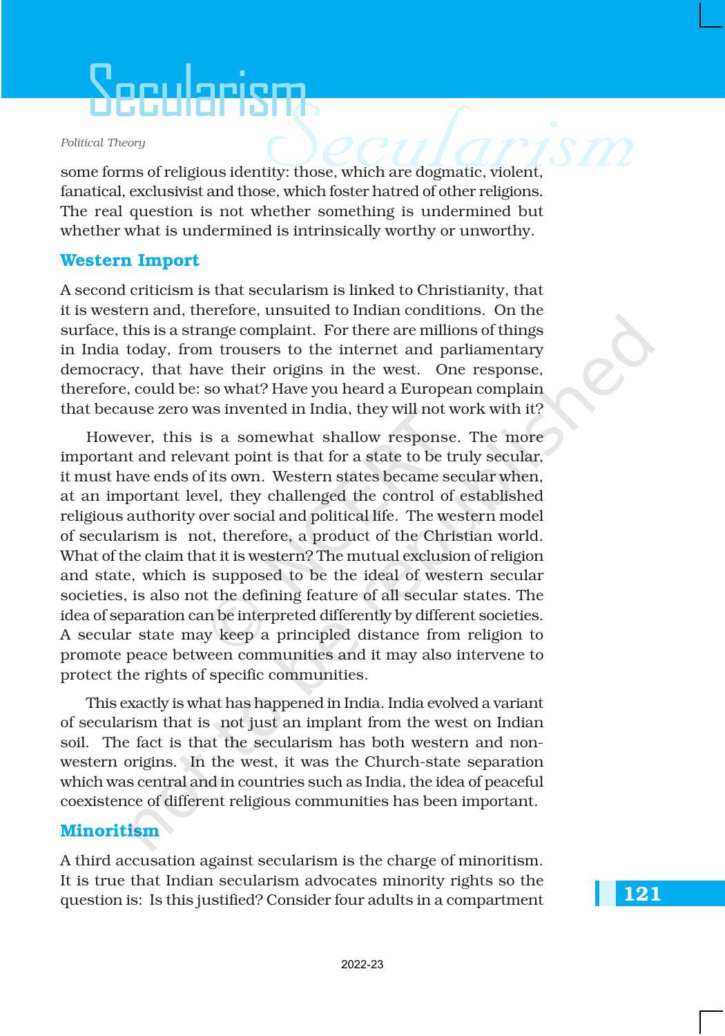 NCERT Book for Class 11 Political Science (Political Theory) Chapter 8 Secularism - Page 11