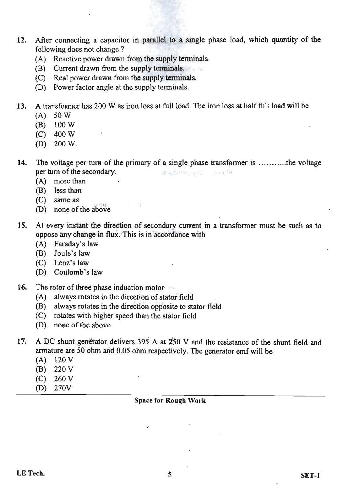 OJEE 2013 LE Tech Set 1 Question Paper - IndCareer Docs