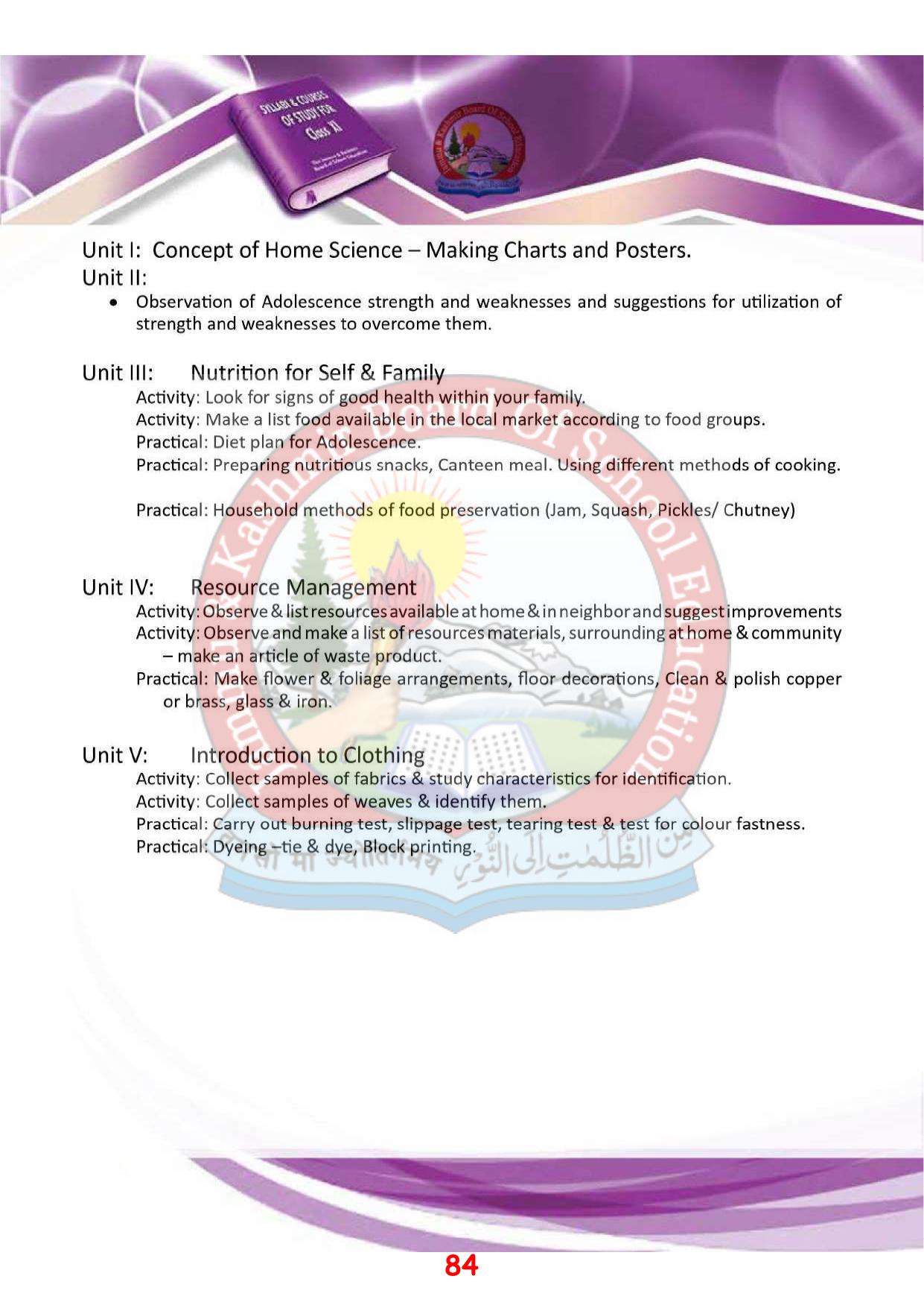 JKBOSE Class 11 Syllabus for JK & Ladakh (2024-25) - Page 92