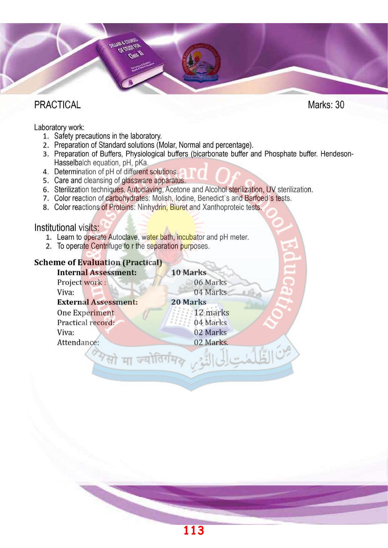 JKBOSE Class 11 Syllabus for JK & Ladakh (2024-25) - Page 121