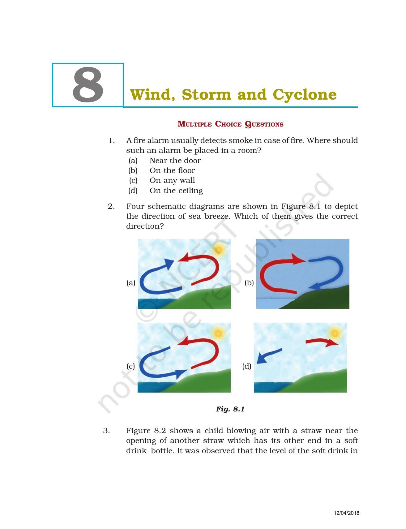 NCERT Exemplar Book for Class 7 Science: Chapter 8-Winds, Storms, and Cyclones - Page 1