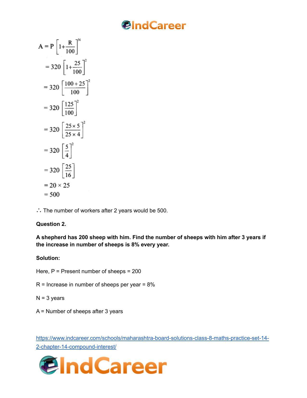 Maharashtra Board Solutions Class 8-Maths (Practice Set 14.2): Chapter 14- Compound Interest - Page 3