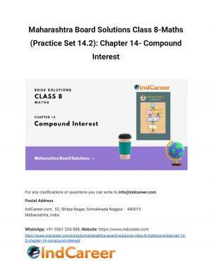 Maharashtra Board Solutions Class 8-Maths (Practice Set 14.2): Chapter 14- Compound Interest
