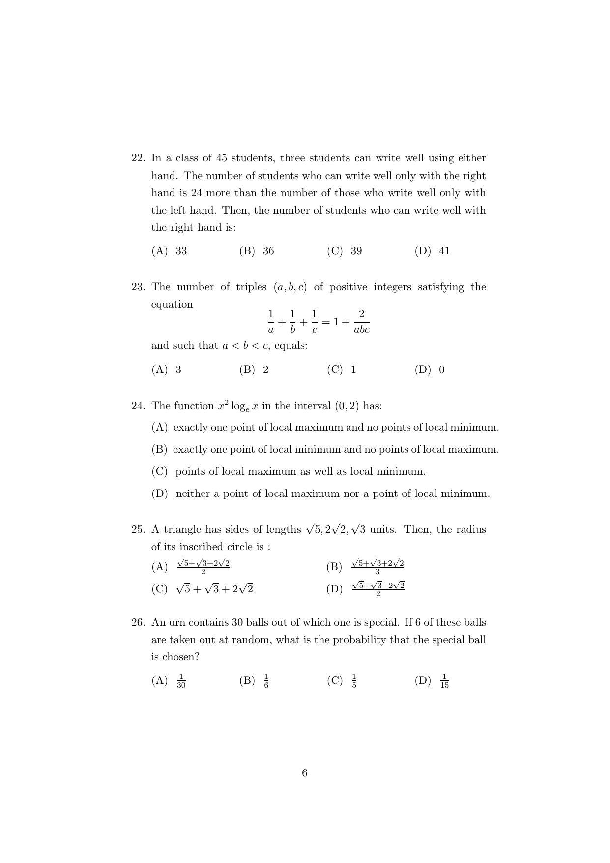 ISI Admission Test B.Math UGA 2022 Sample Paper - IndCareer Docs