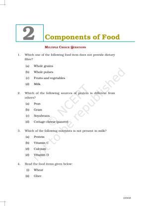 NCERT Exemplar Book For Class 6 Science: Chapter 2-Components Of Food ...