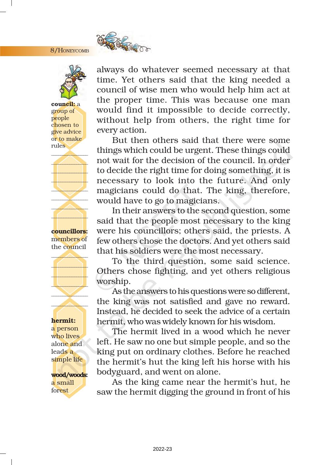 NCERT Book For Class 7 English (Honeycomb): Chapter 1-Three Questions ...