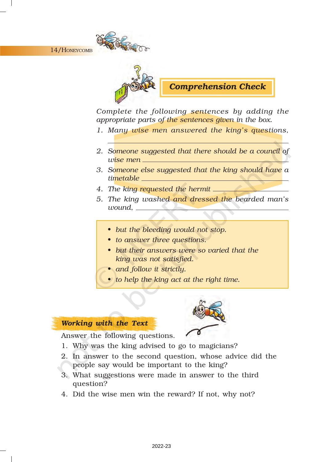 NCERT Book For Class 7 English (Honeycomb): Chapter 1-Three Questions ...