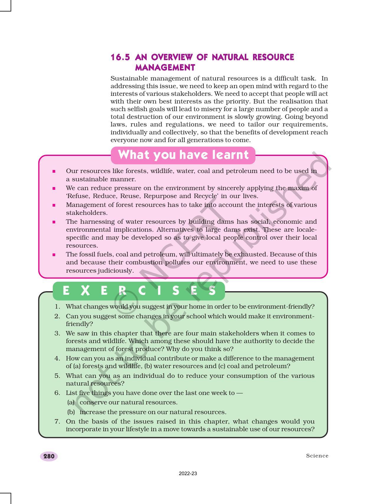 NCERT Book For Class 10 Science Chapter 16 Management