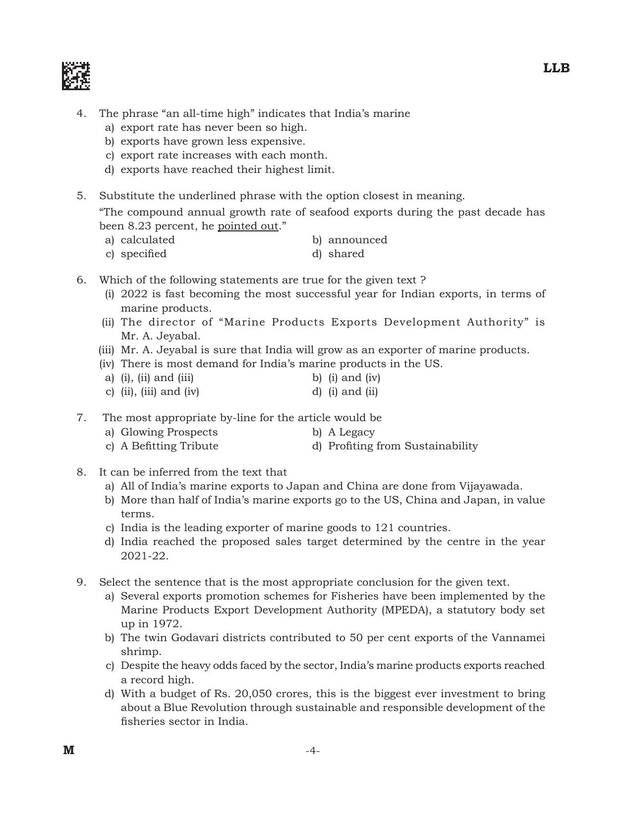 AILET 2022 Question Paper for BA LLB - Page 4