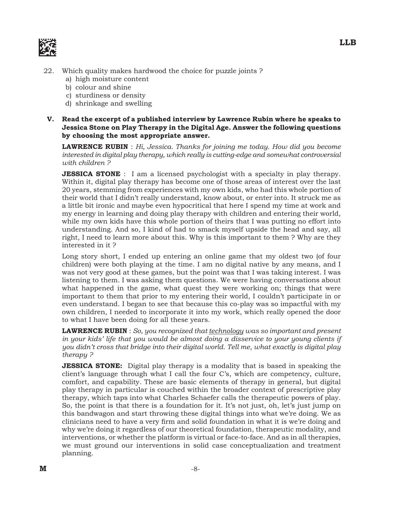 AILET 2022 Question Paper for BA LLB - Page 8