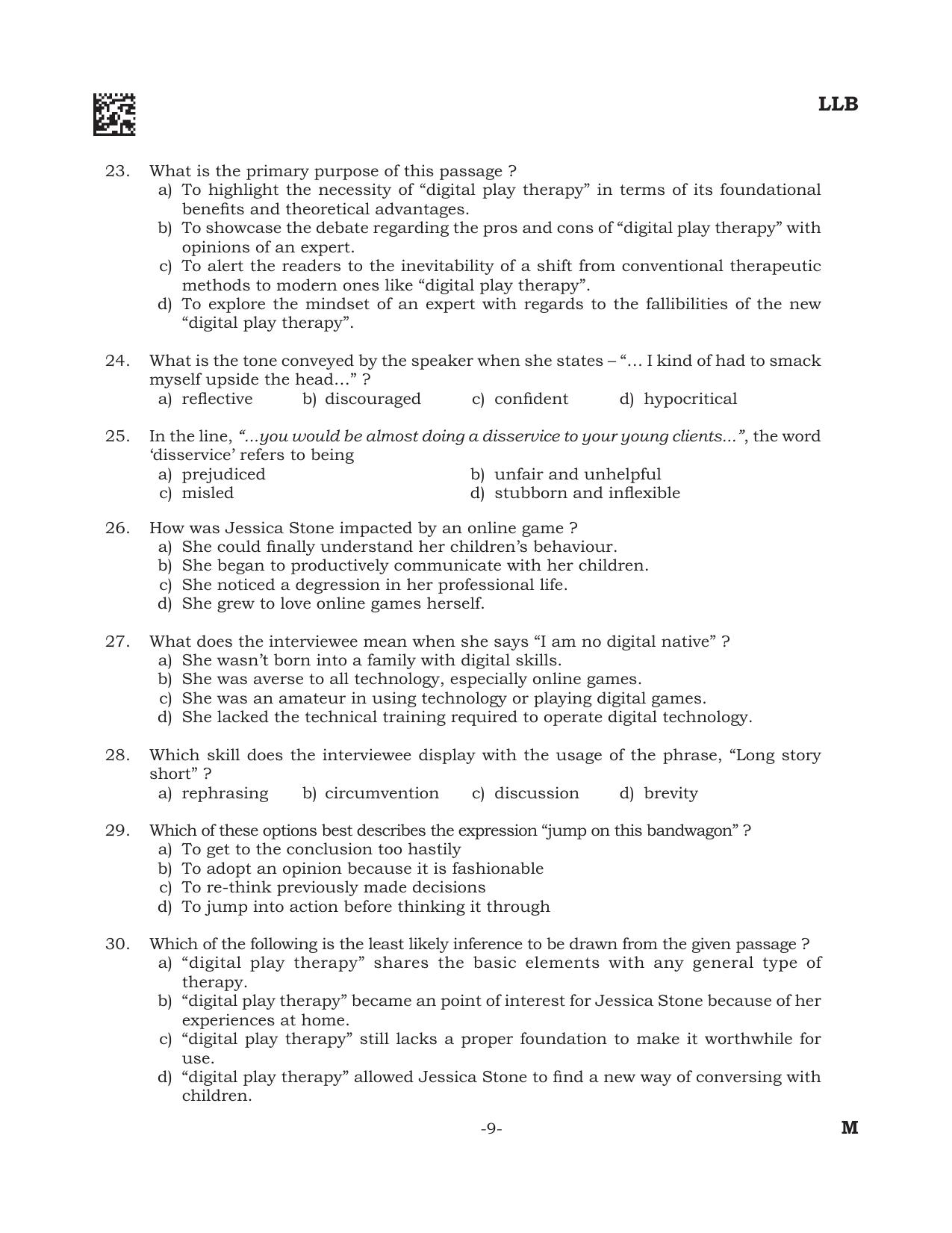 AILET 2022 Question Paper for BA LLB - Page 9