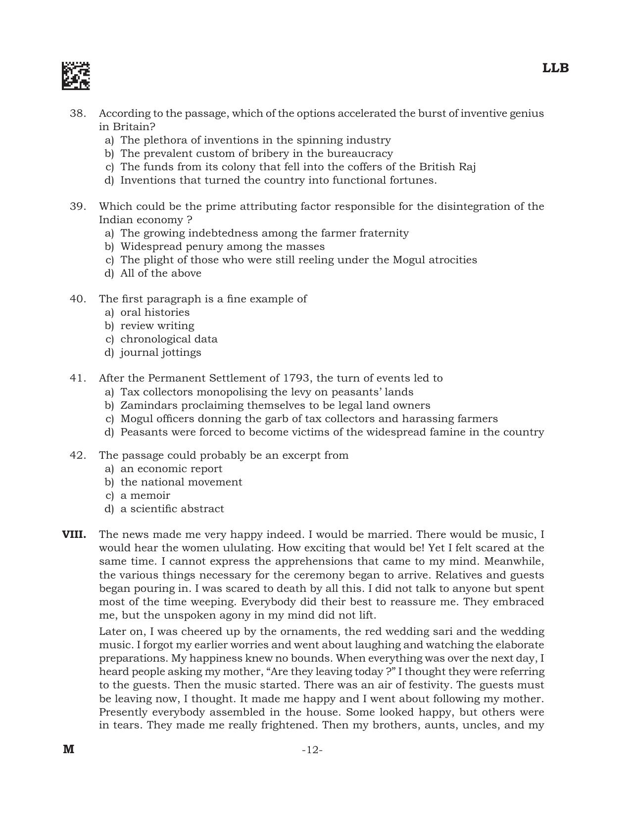 AILET 2022 Question Paper for BA LLB - Page 12