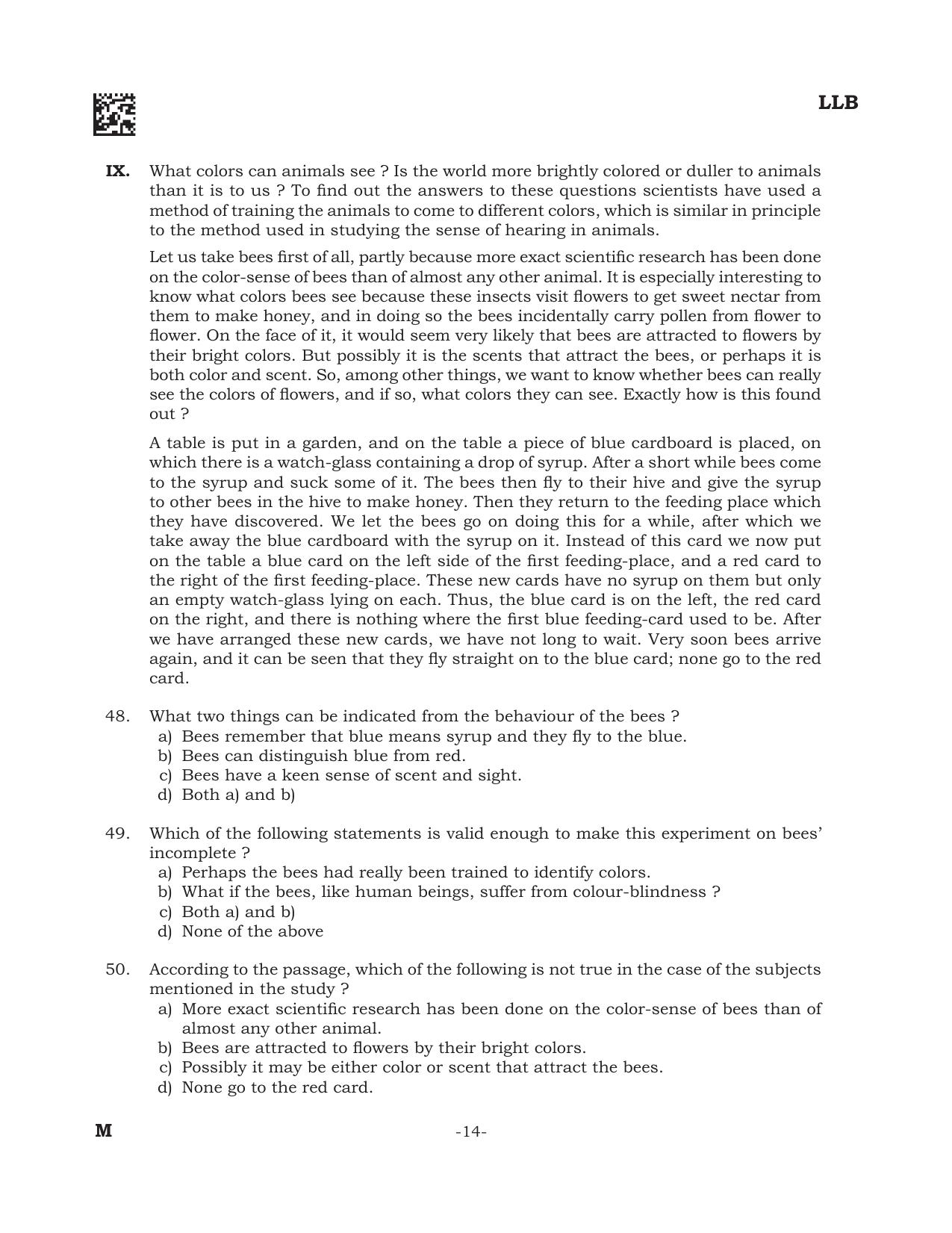 AILET 2022 Question Paper for BA LLB - Page 14