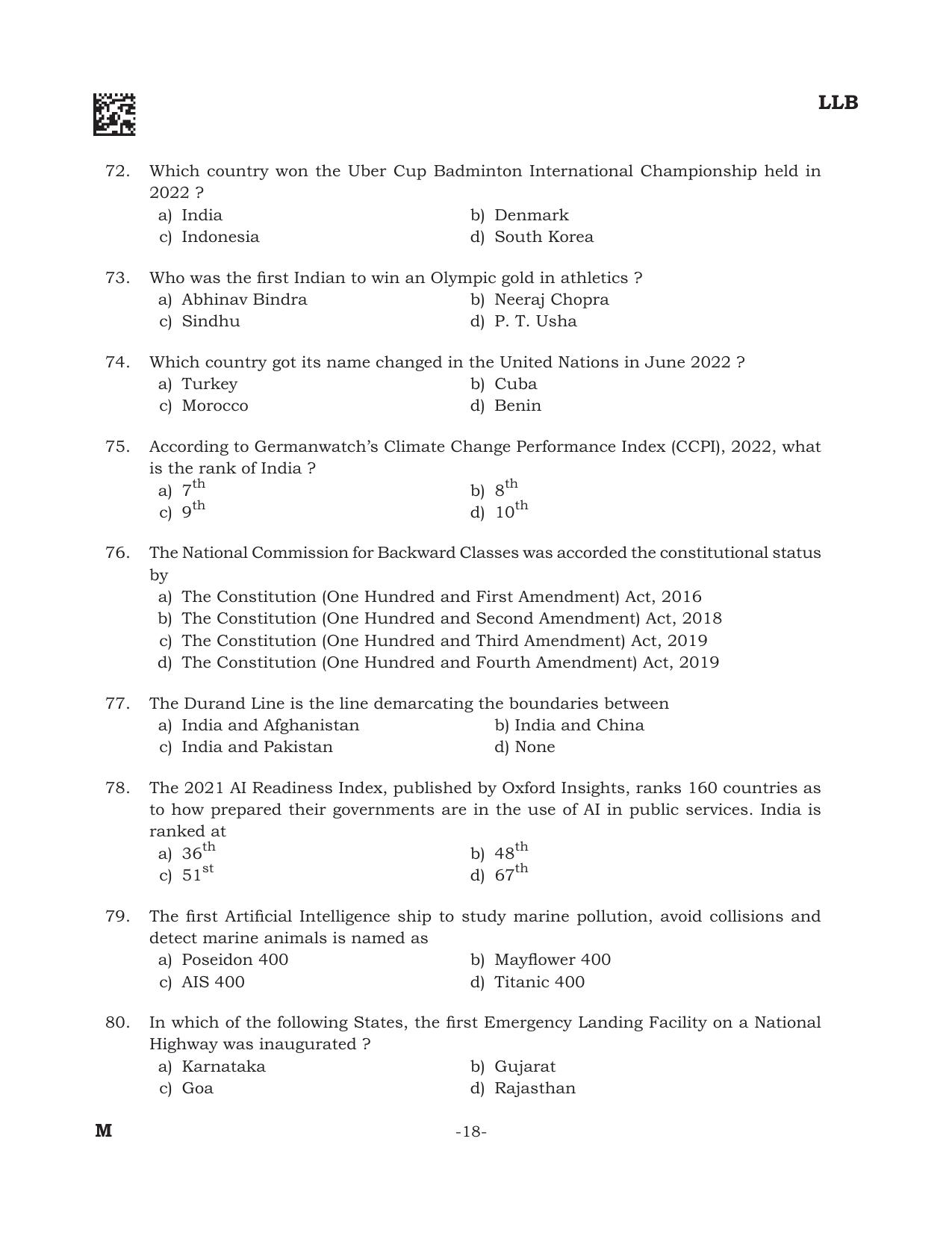 AILET 2022 Question Paper for BA LLB - Page 18
