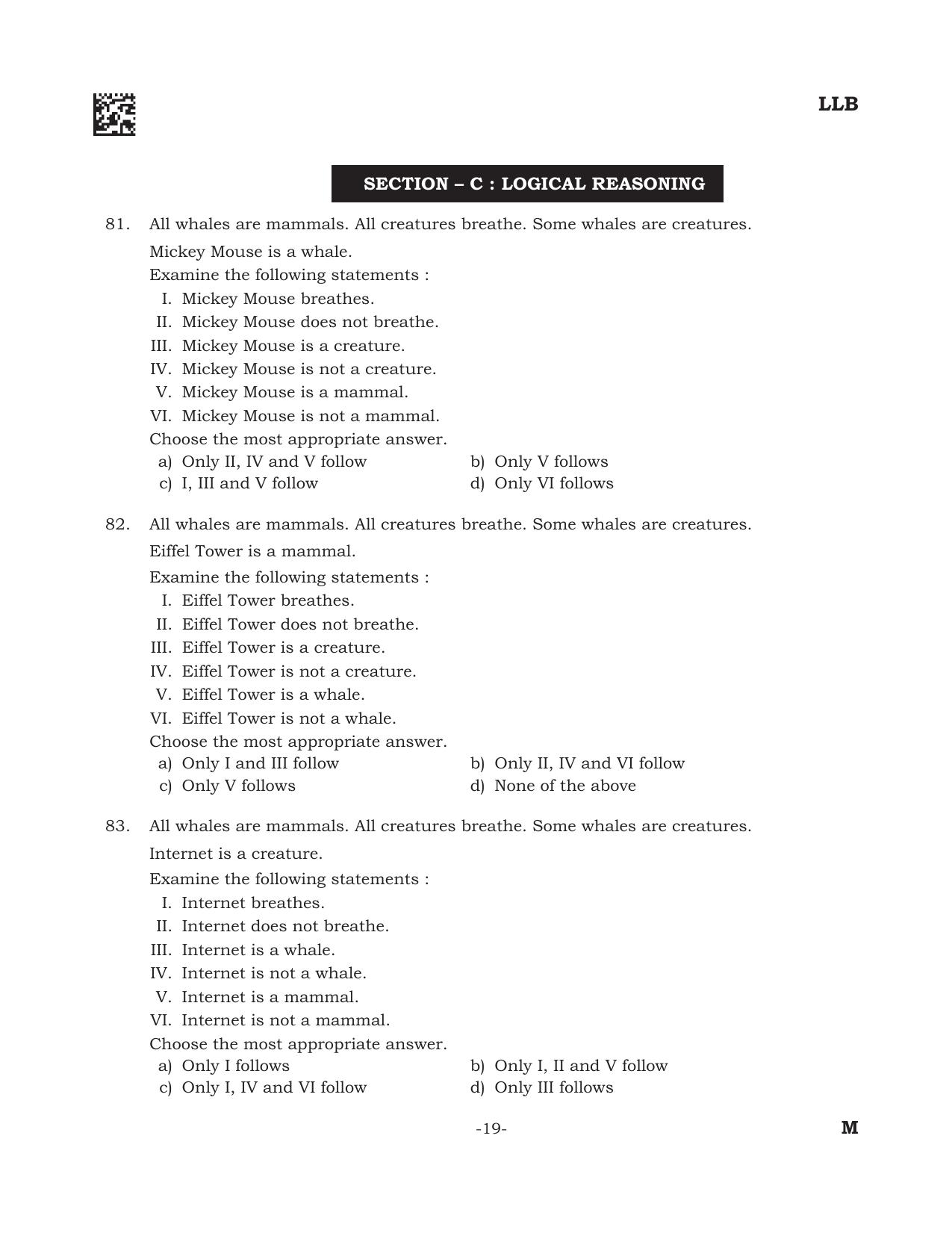 AILET 2022 Question Paper for BA LLB - Page 19