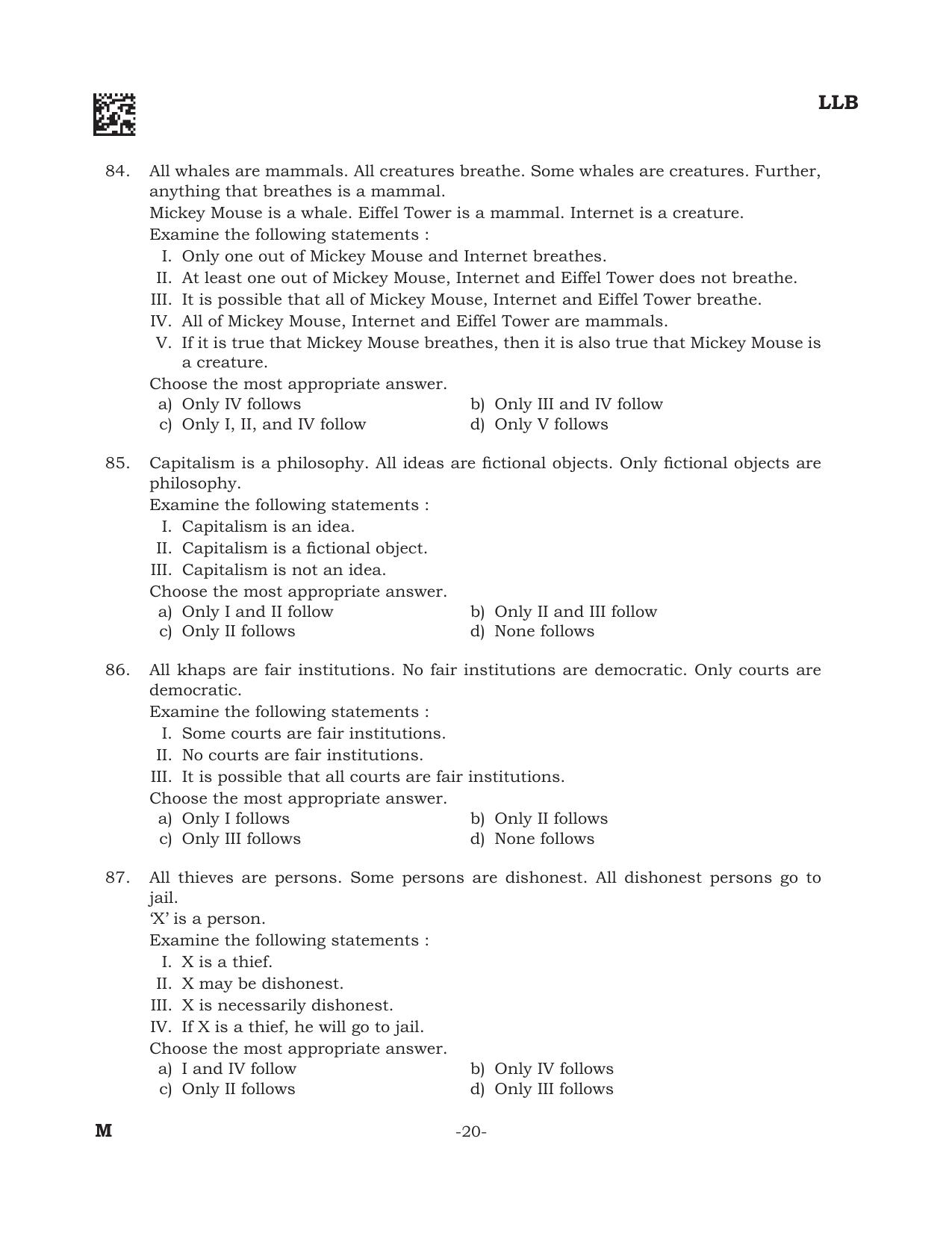 AILET 2022 Question Paper for BA LLB - Page 20