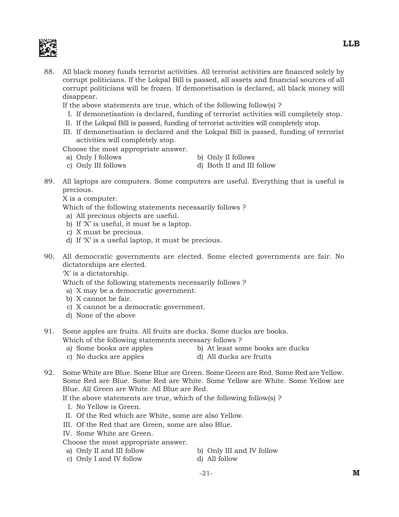 AILET 2022 Question Paper for BA LLB - Page 21