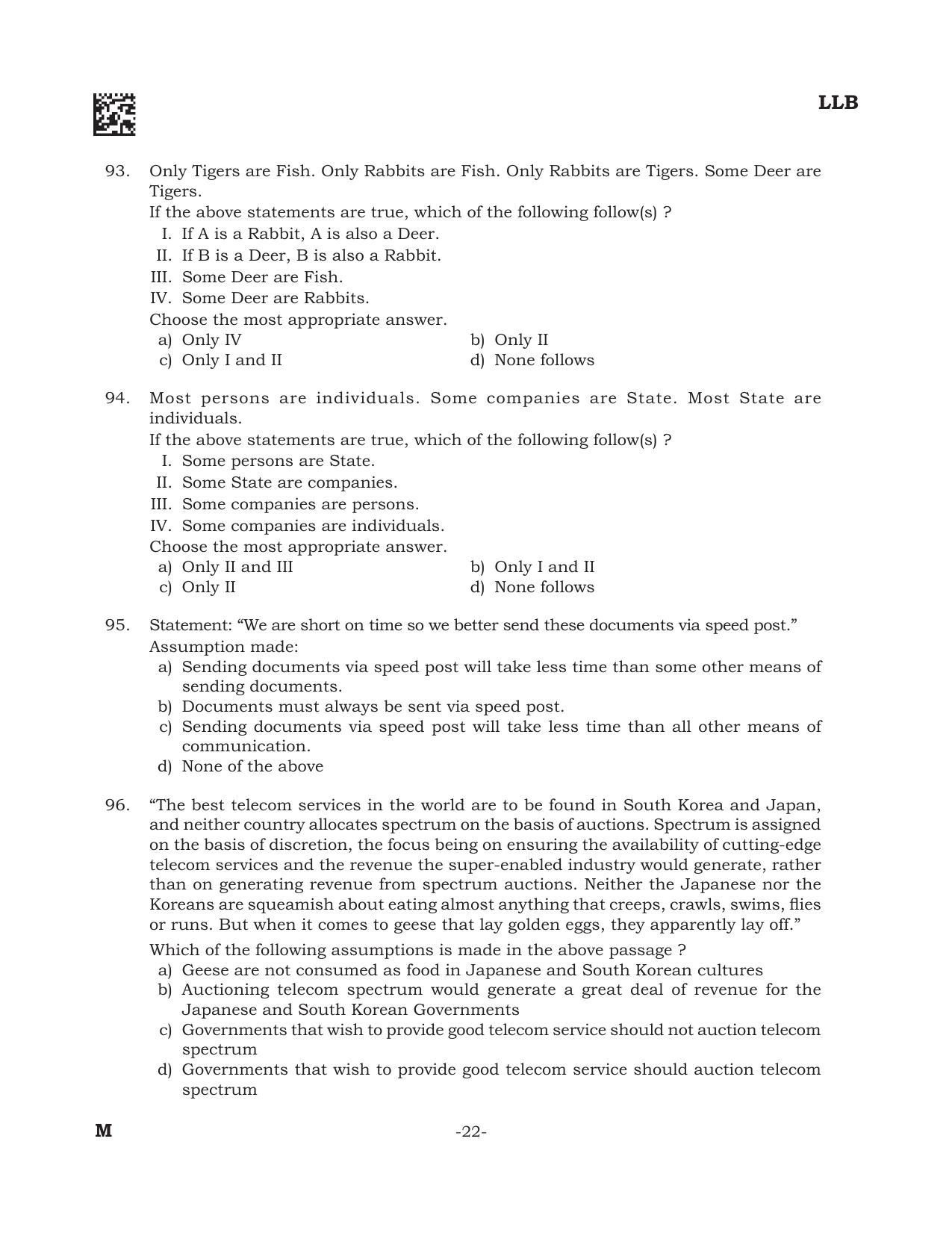 AILET 2022 Question Paper for BA LLB - Page 22
