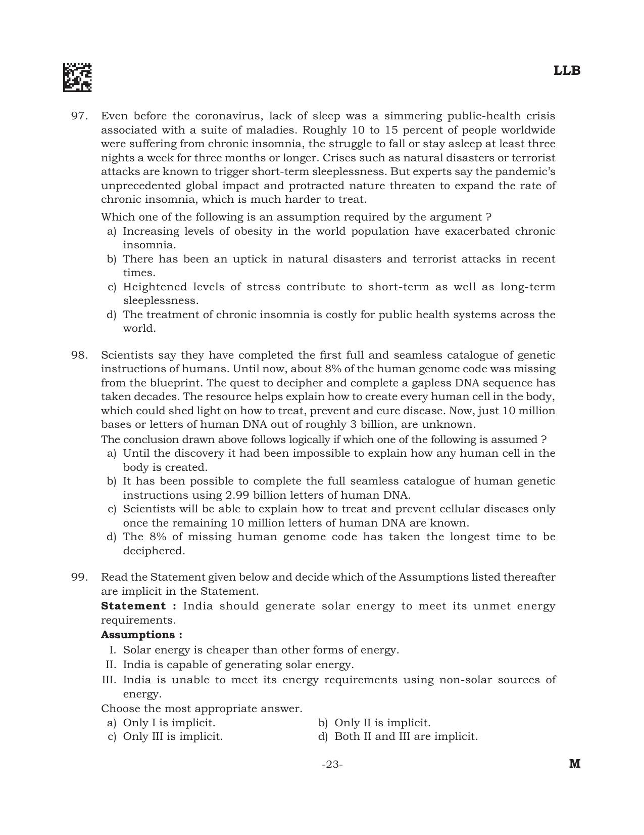 AILET 2022 Question Paper for BA LLB - Page 23