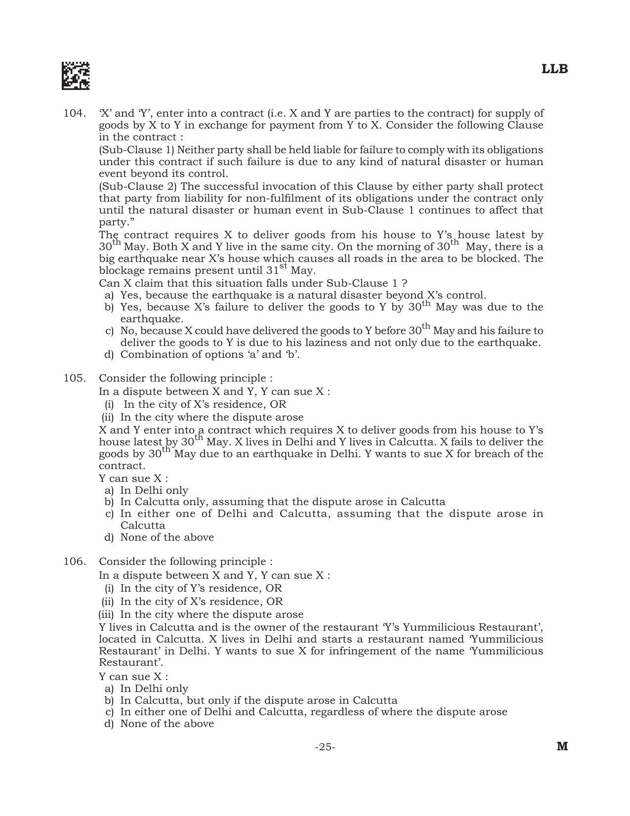 AILET 2022 Question Paper for BA LLB - Page 25