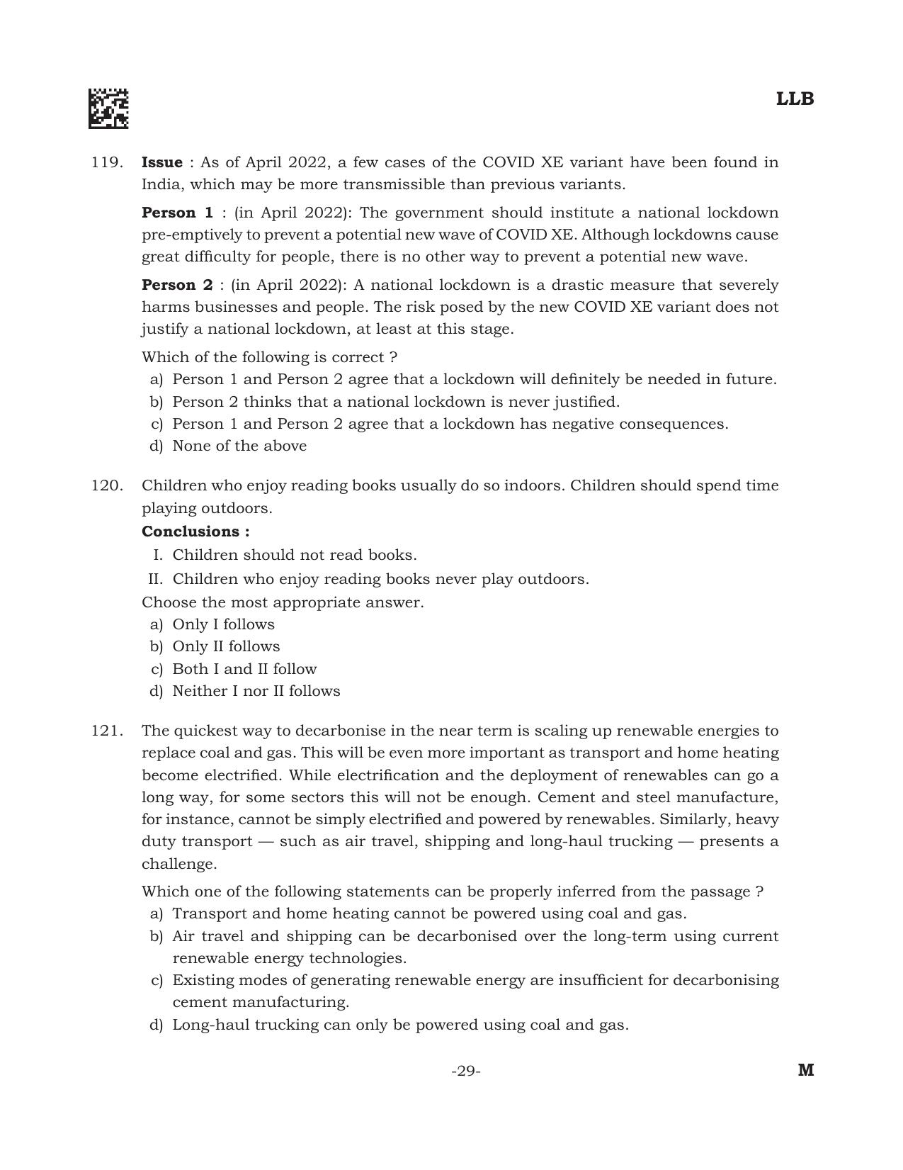 AILET 2022 Question Paper for BA LLB - Page 29