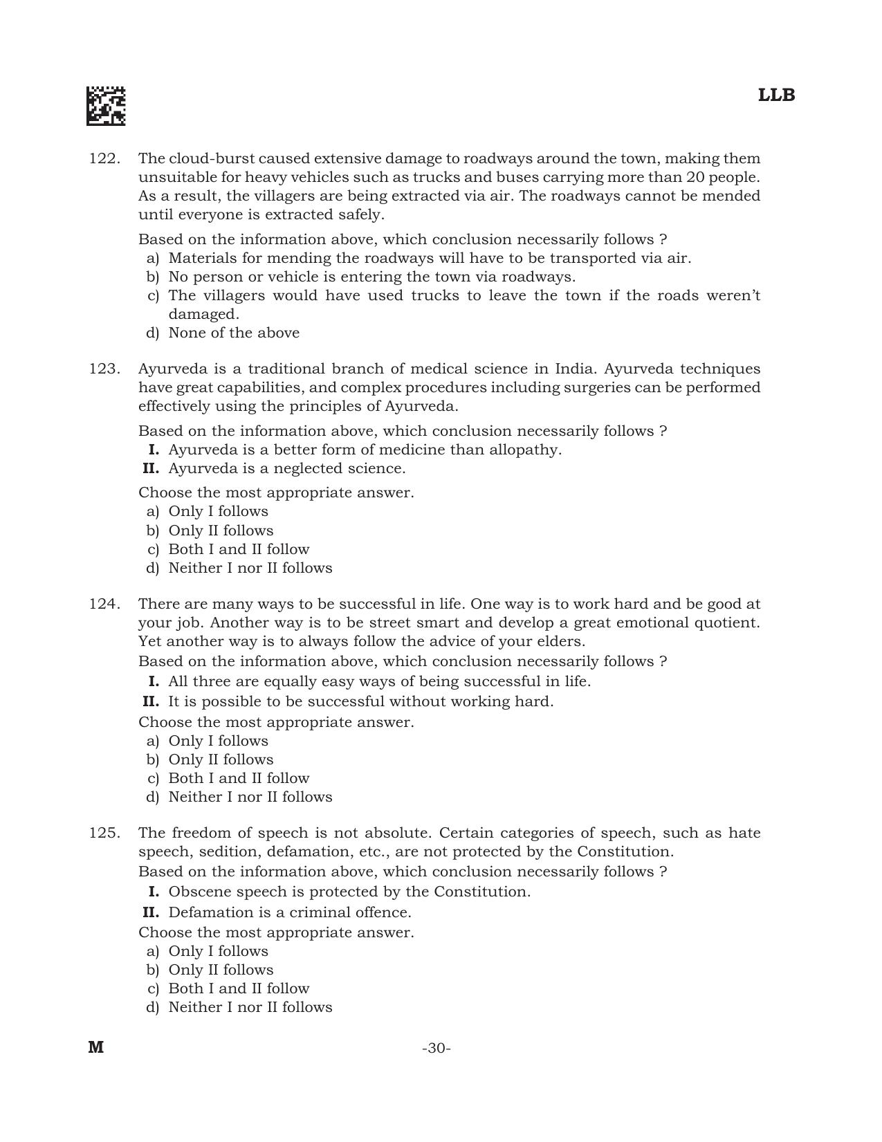 AILET 2022 Question Paper for BA LLB - Page 30