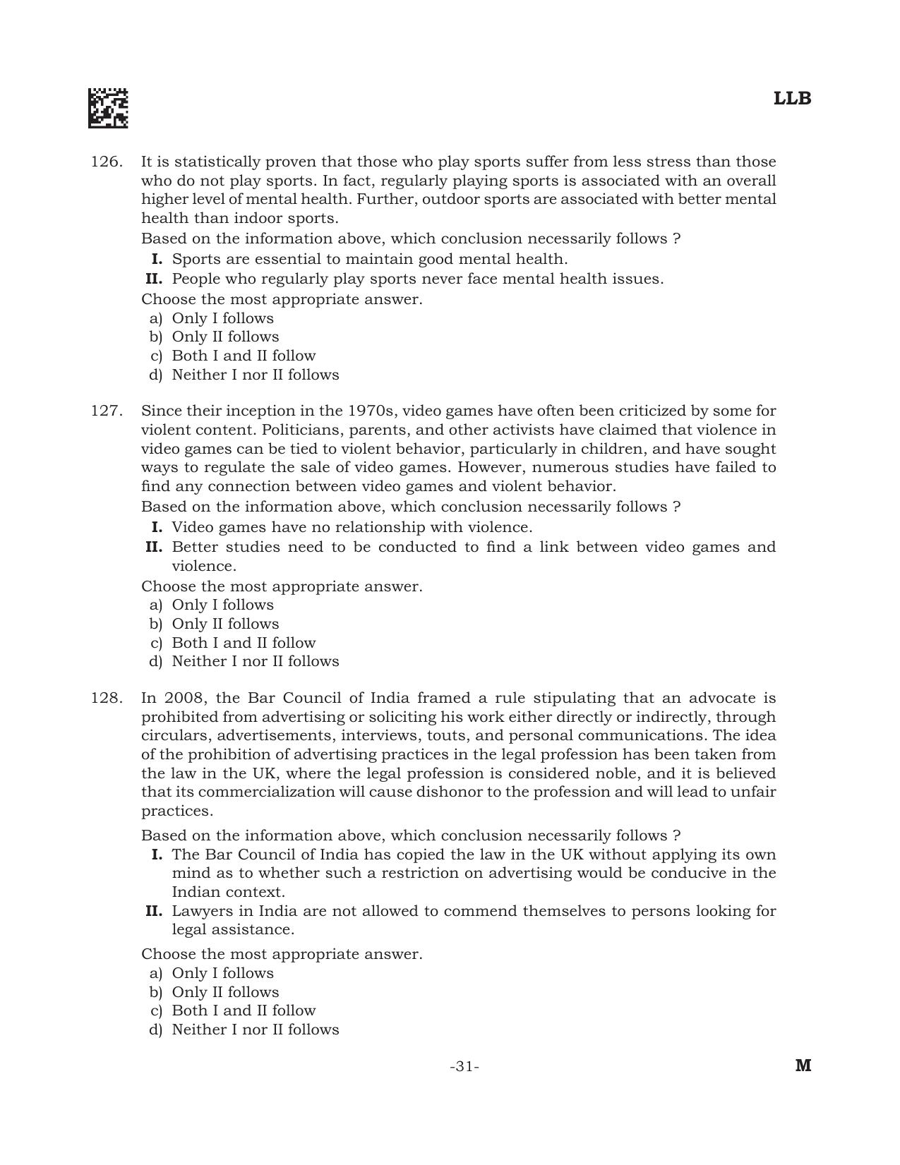 AILET 2022 Question Paper for BA LLB - Page 31