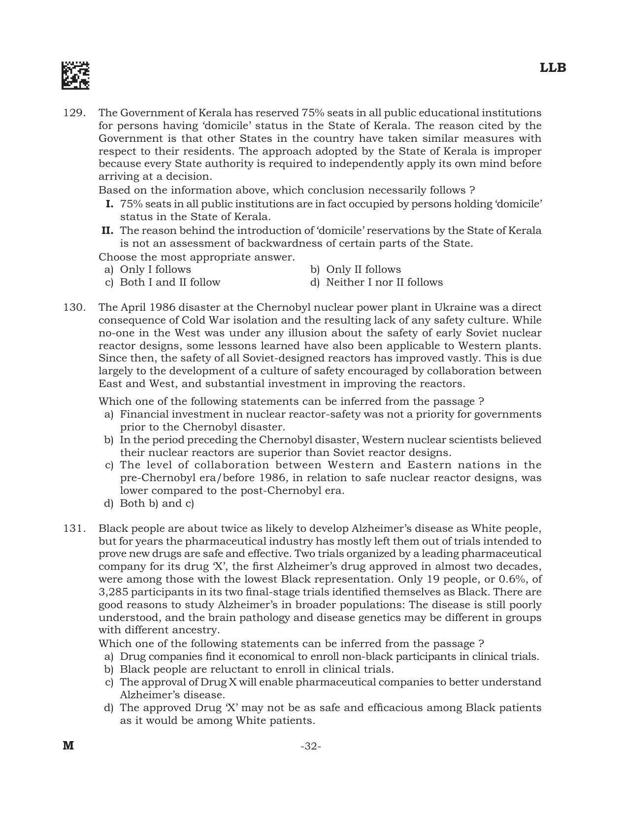 AILET 2022 Question Paper for BA LLB - Page 32