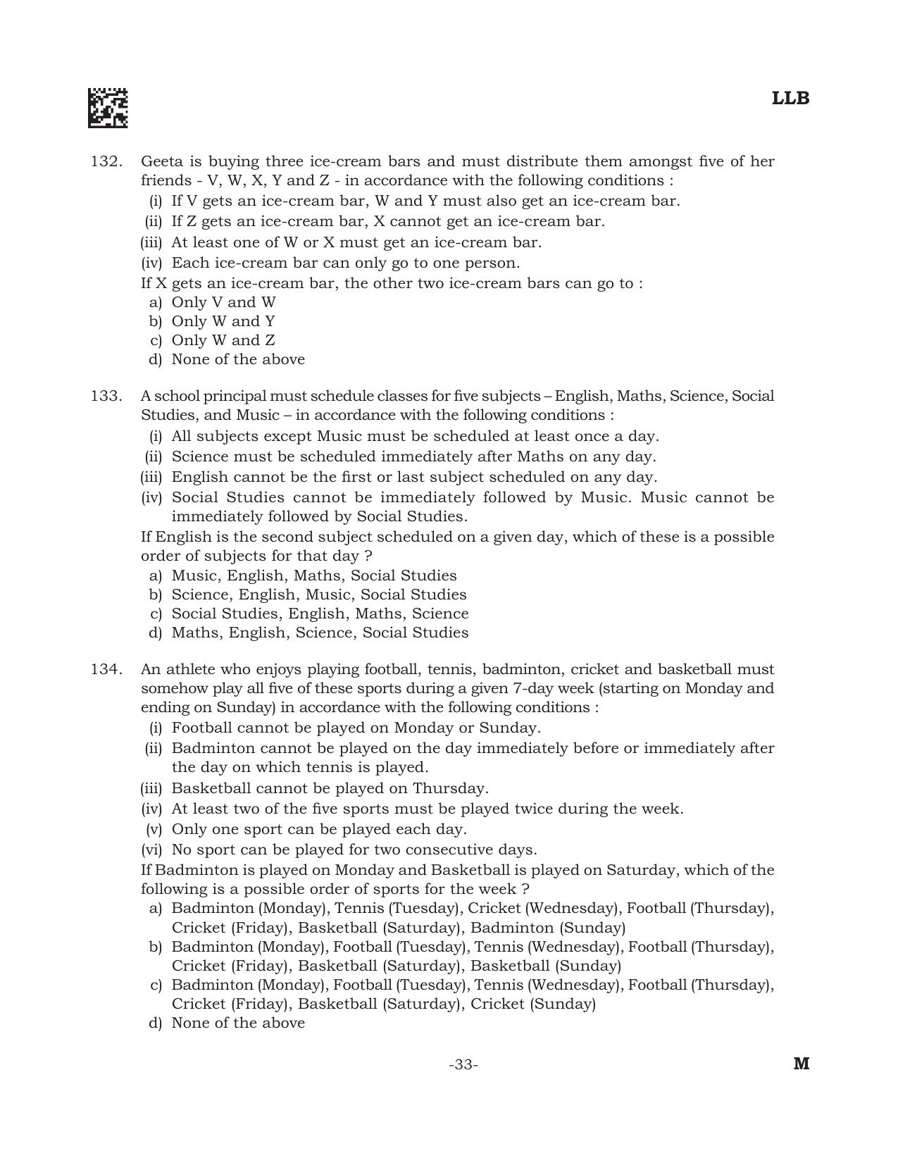 AILET 2022 Question Paper for BA LLB - Page 33