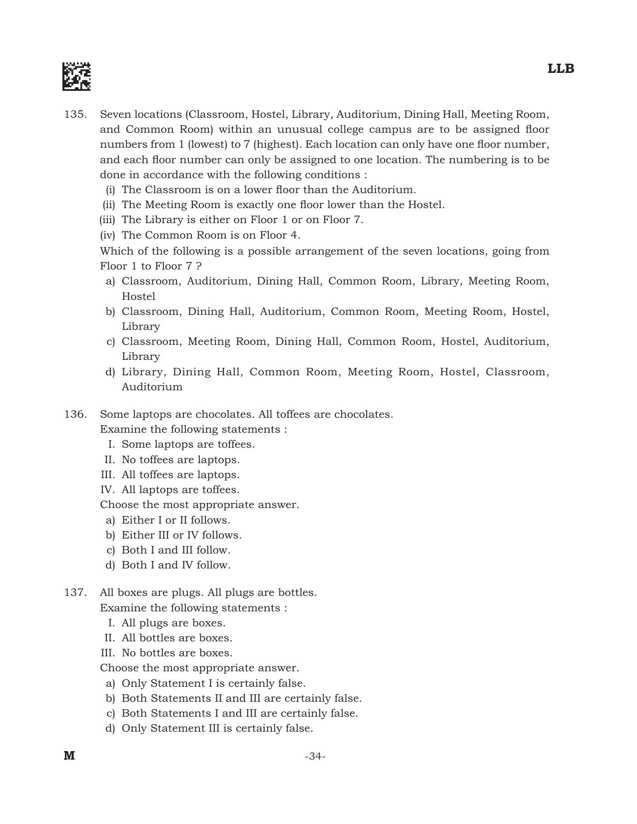 AILET 2022 Question Paper for BA LLB - Page 34
