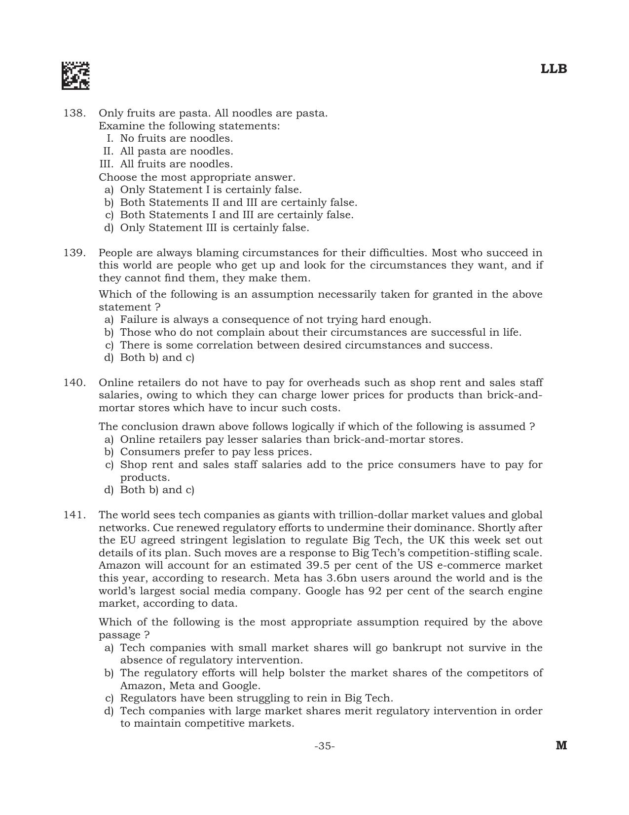 AILET 2022 Question Paper for BA LLB - Page 35