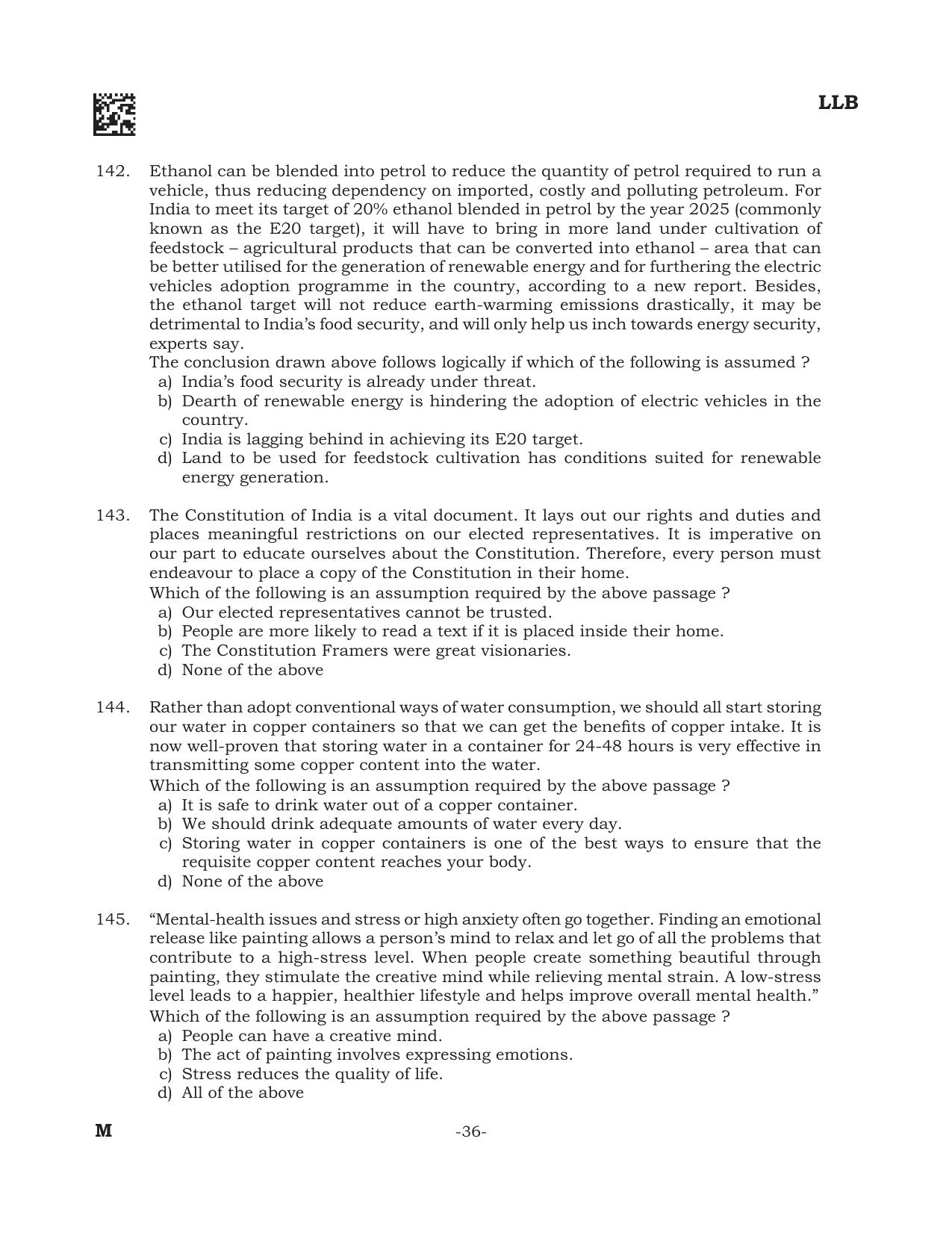 AILET 2022 Question Paper for BA LLB - Page 36