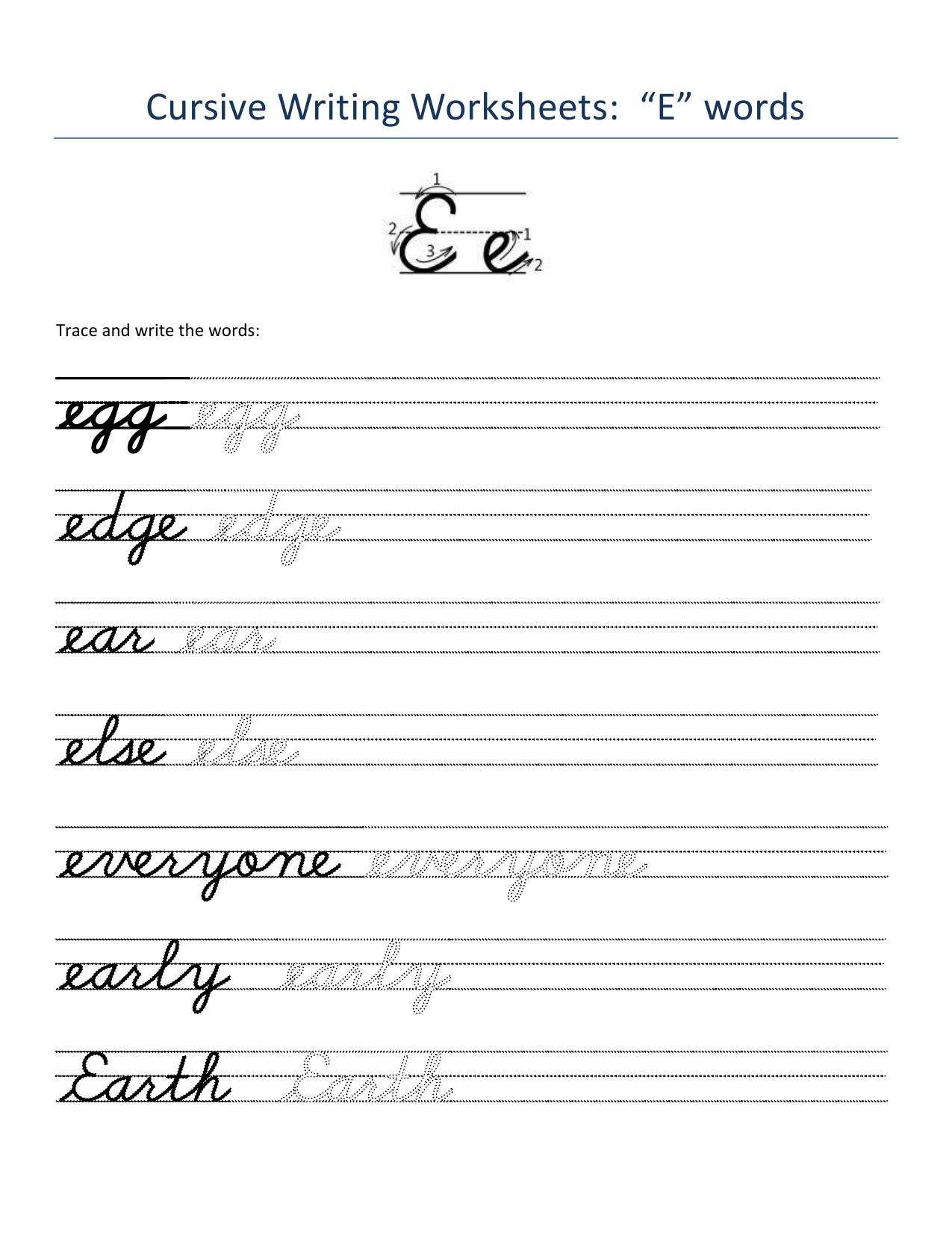 Cursive Words Worksheets - Page 5