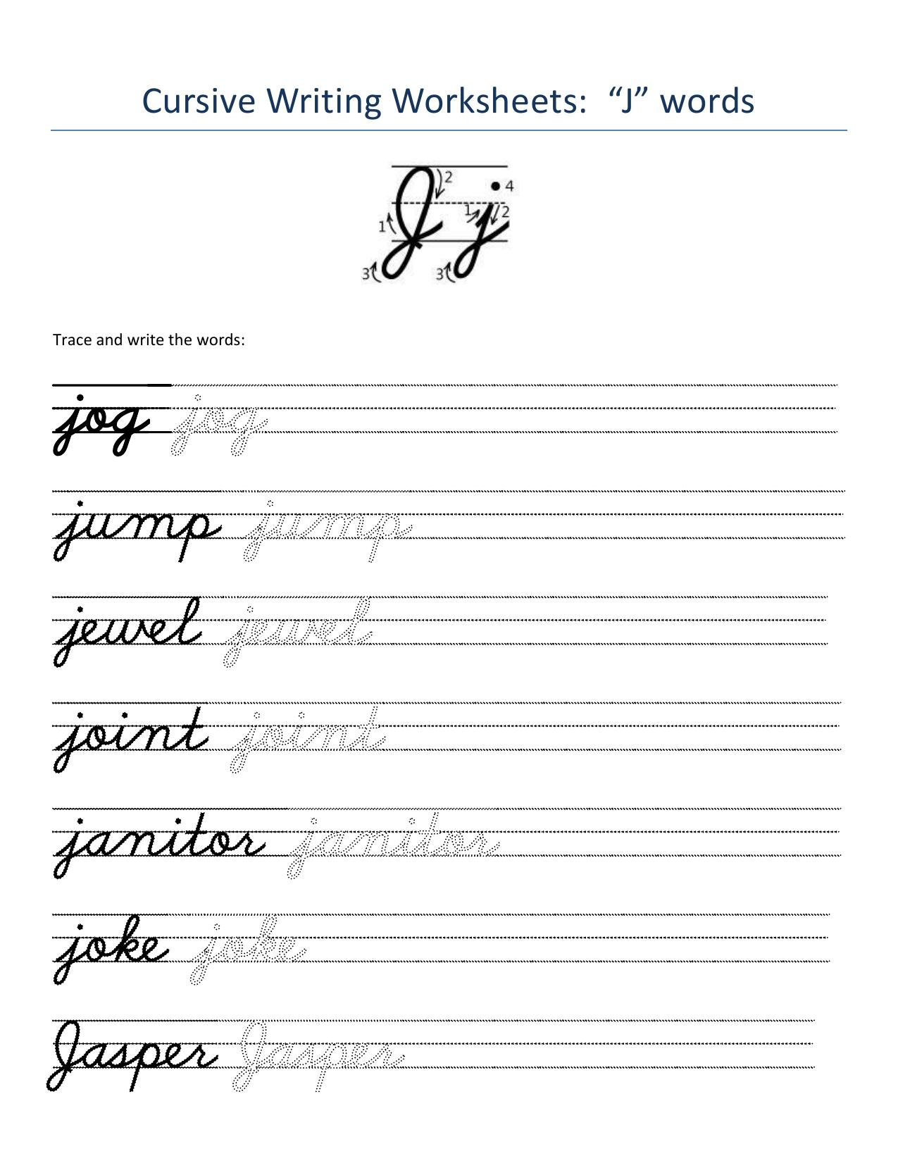 Cursive Words Worksheets - Page 10