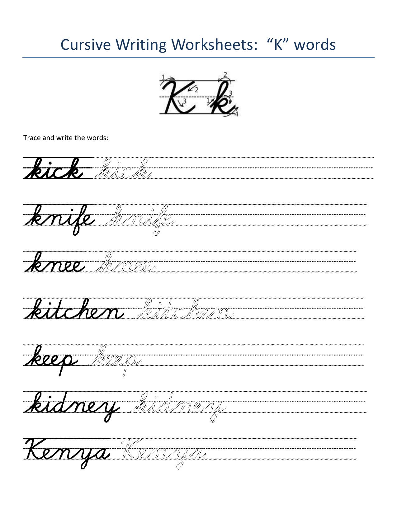 Cursive Words Worksheets - Page 11