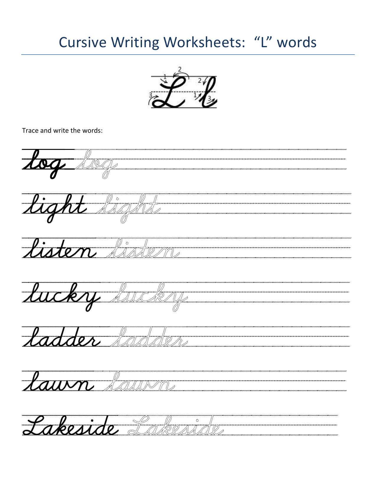 Cursive Words Worksheets - Page 12