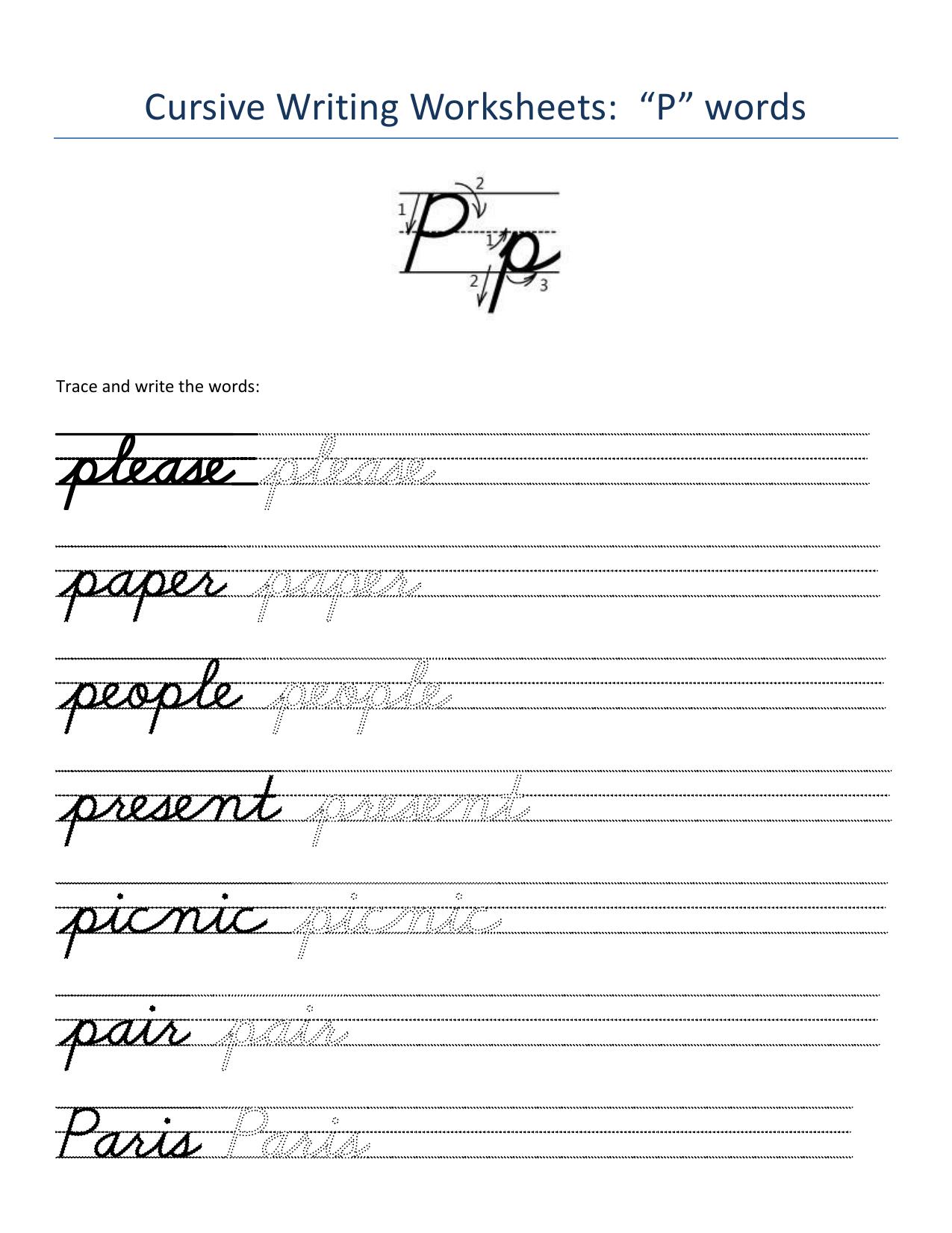 Cursive Words Worksheets - Page 16