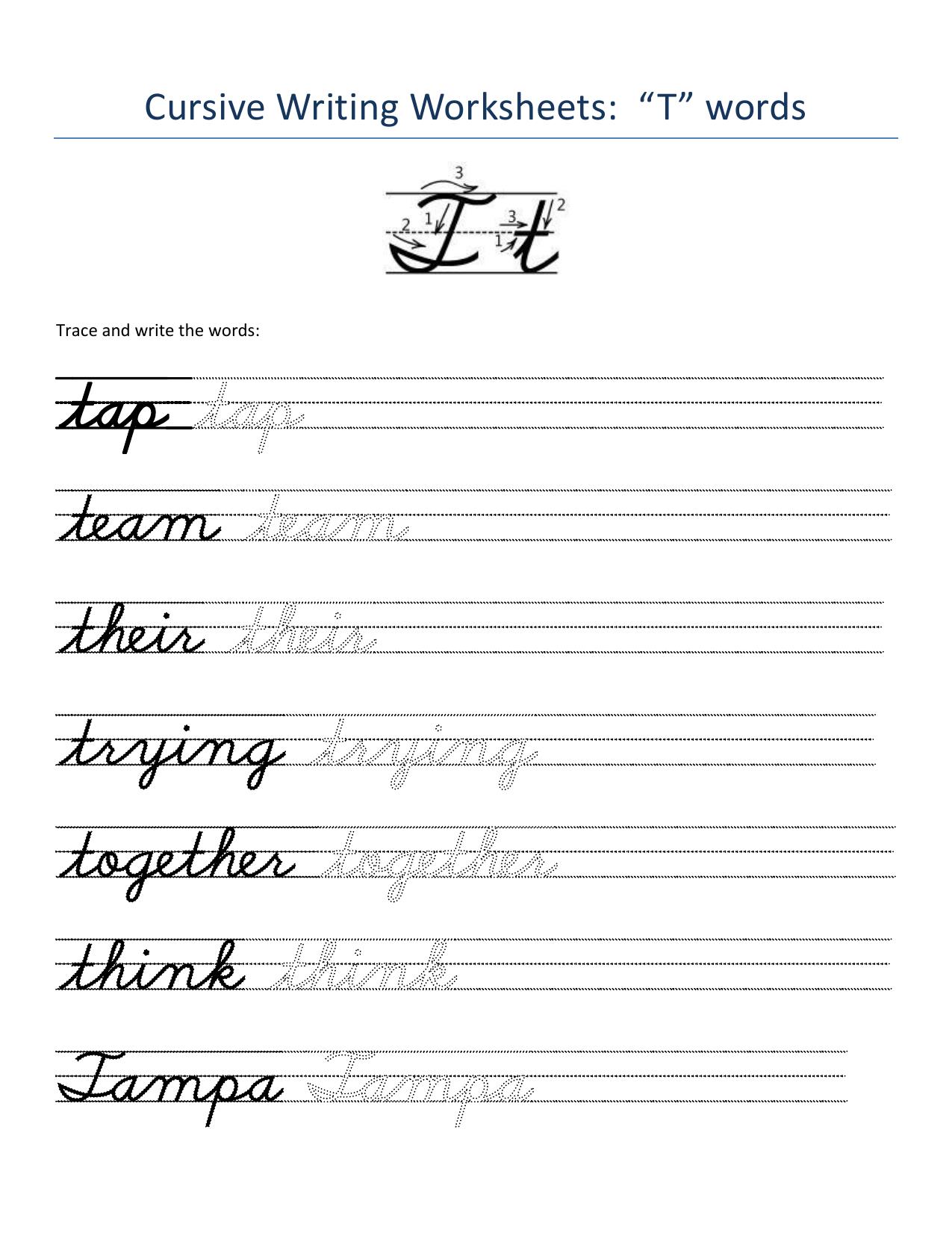 Cursive Words Worksheets - Page 20