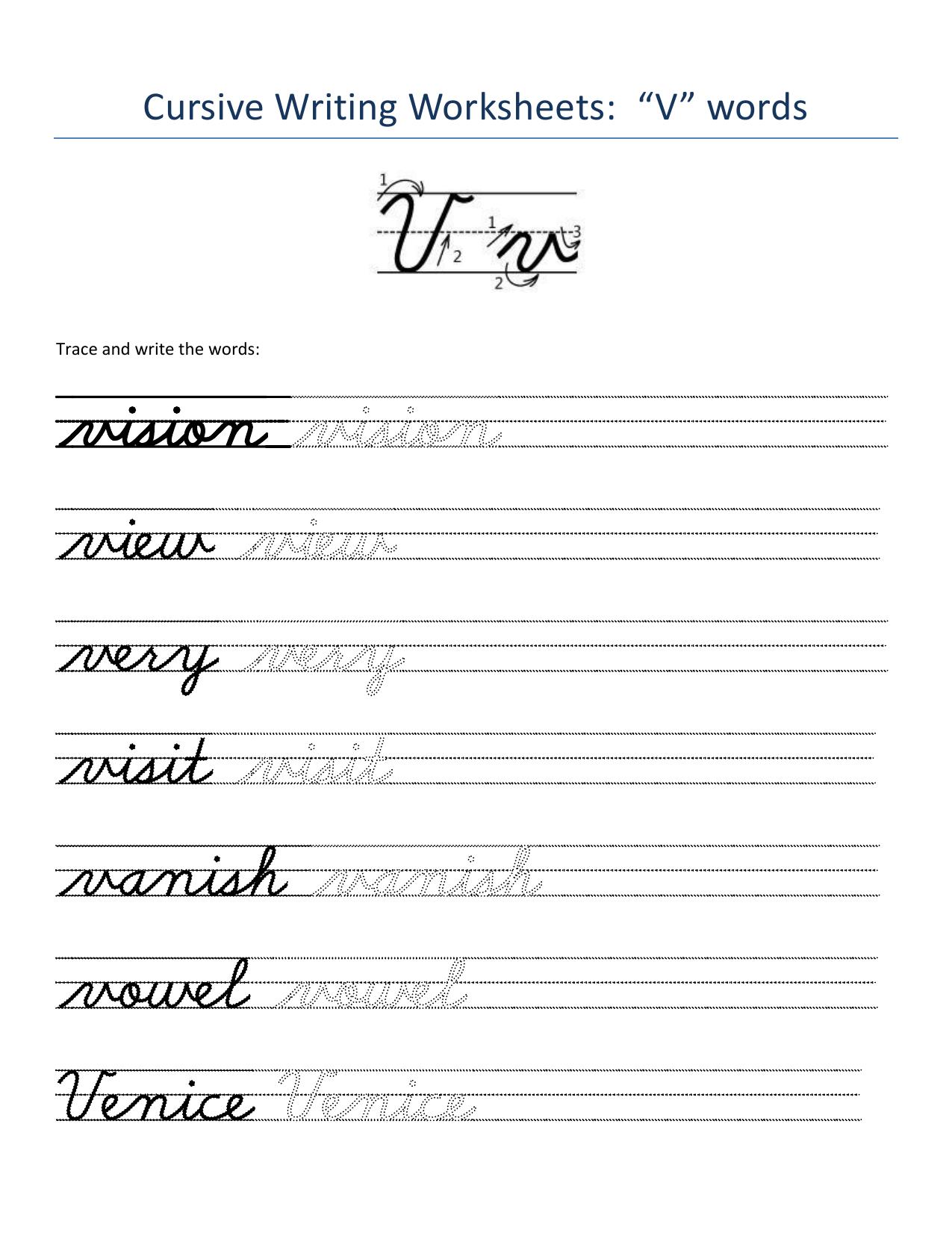 Cursive Words Worksheets - Page 22