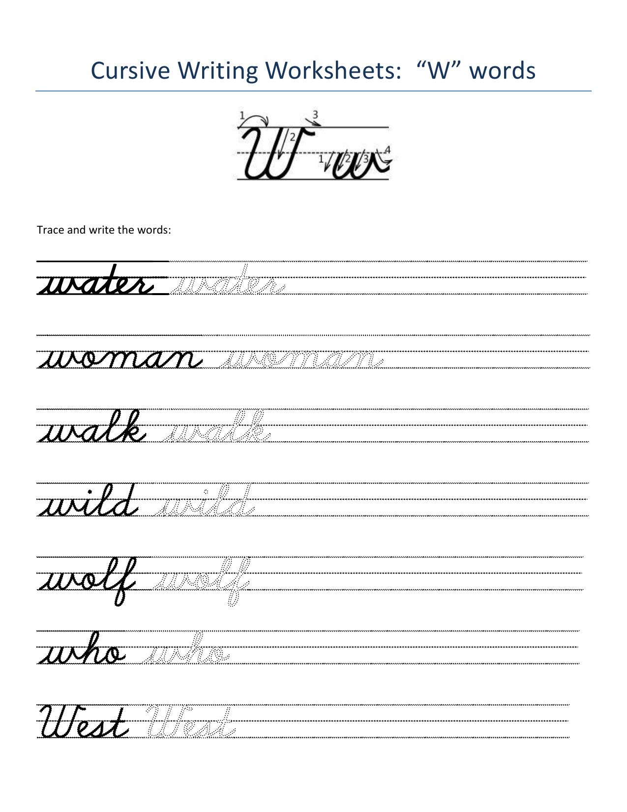 Cursive Words Worksheets - Page 23