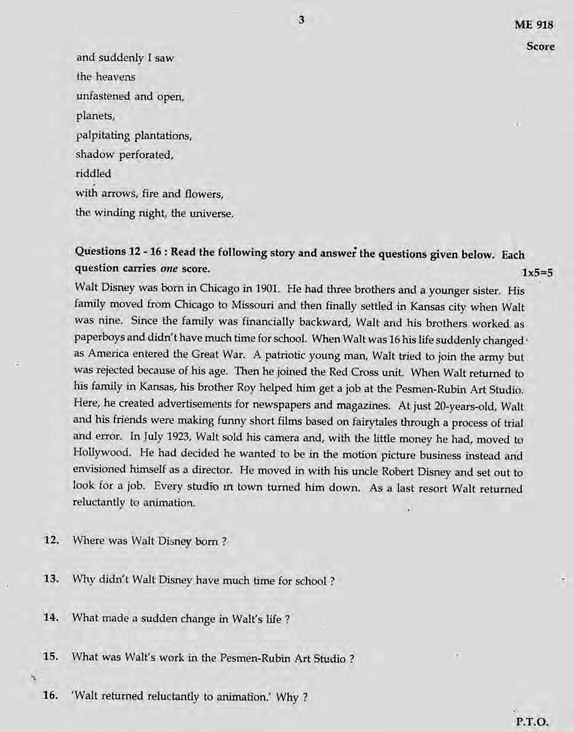 Kerala SSLC 2019 English  Question Paper (Model) - Page 3