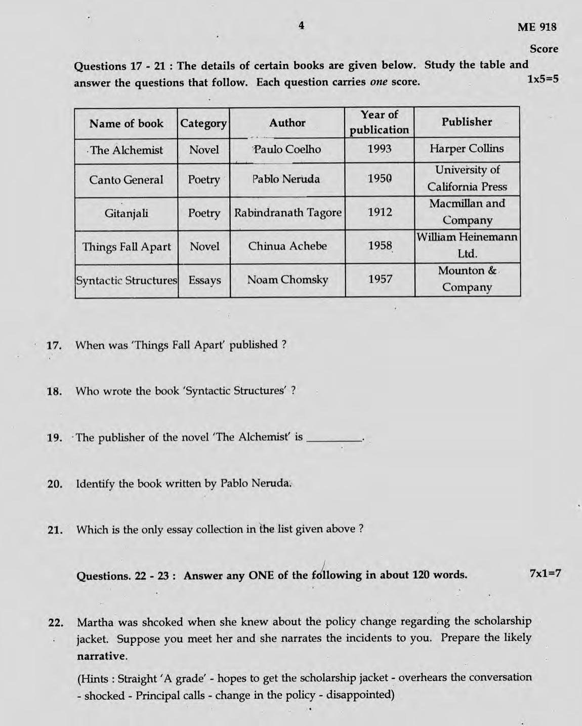 Kerala SSLC 2019 English  Question Paper (Model) - Page 4