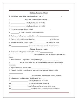 CBSE Worksheets for Class 8 Social Science NATURAL RESOURCE – WATER Assignment