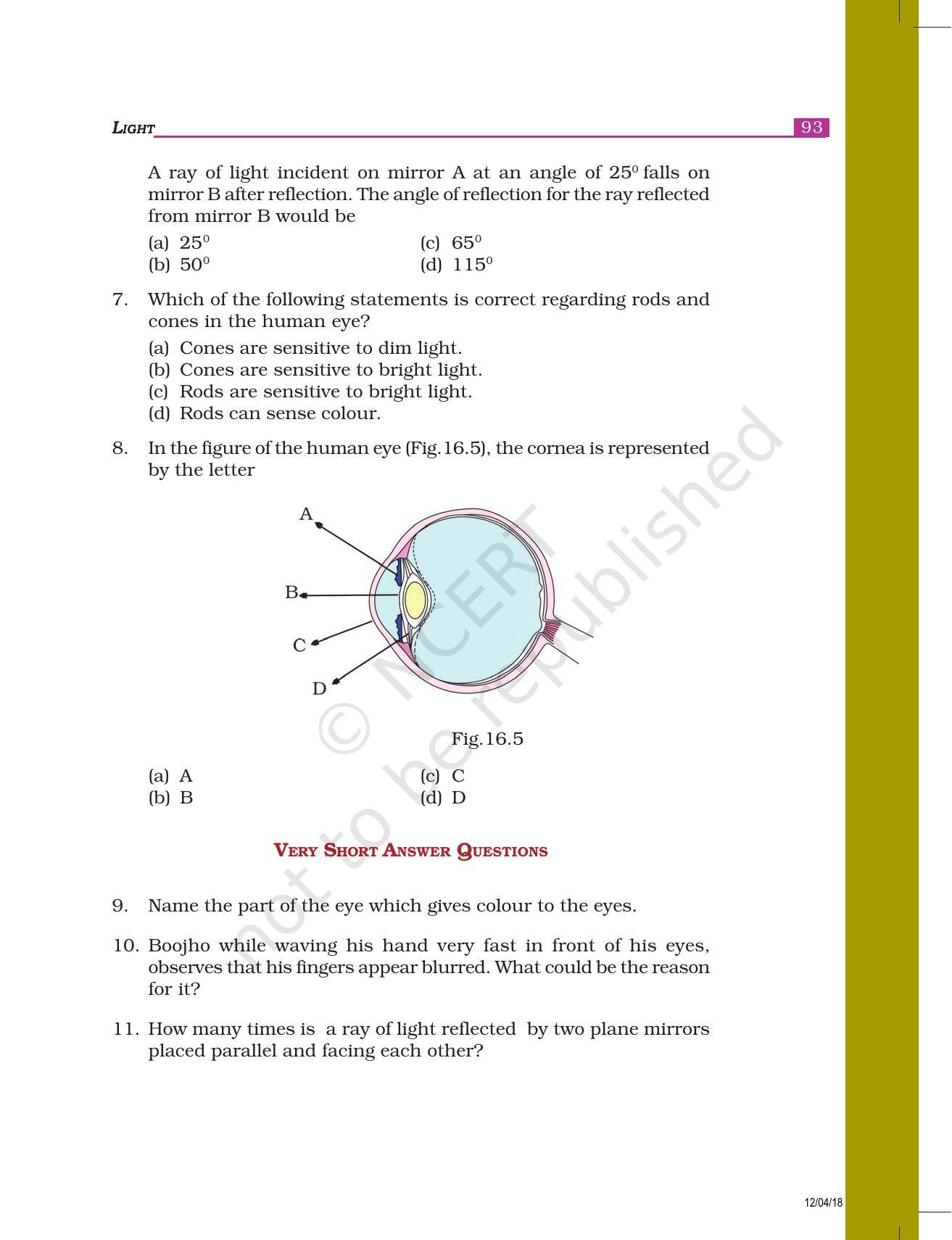 Ncert Exemplar Book For Class 8 Science Chapter 16 Light 5413