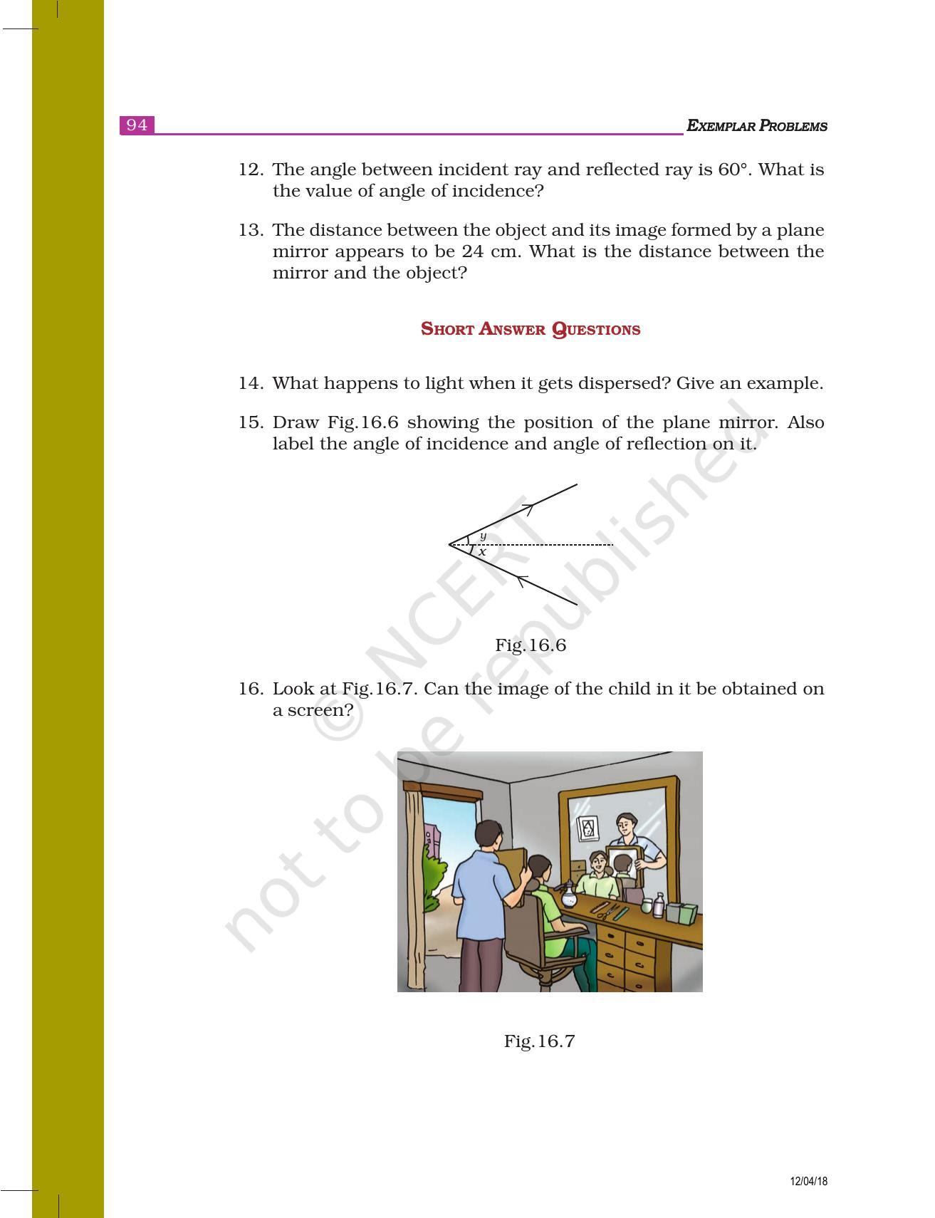 NCERT Exemplar Book For Class 8 Science Chapter 16- Light