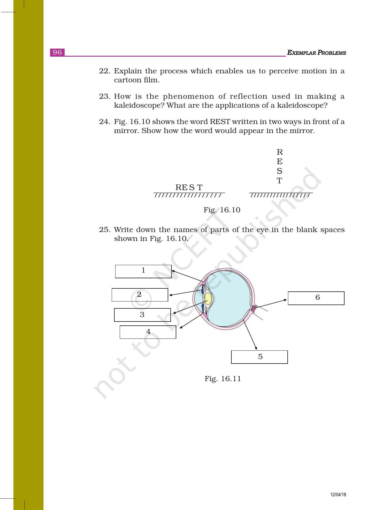 NCERT Exemplar Book For Class 8 Science Chapter 16- Light