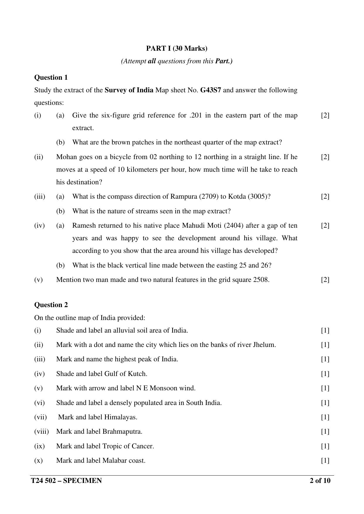 ICSE Class 10  2024 Geography Sample Paper - Page 2