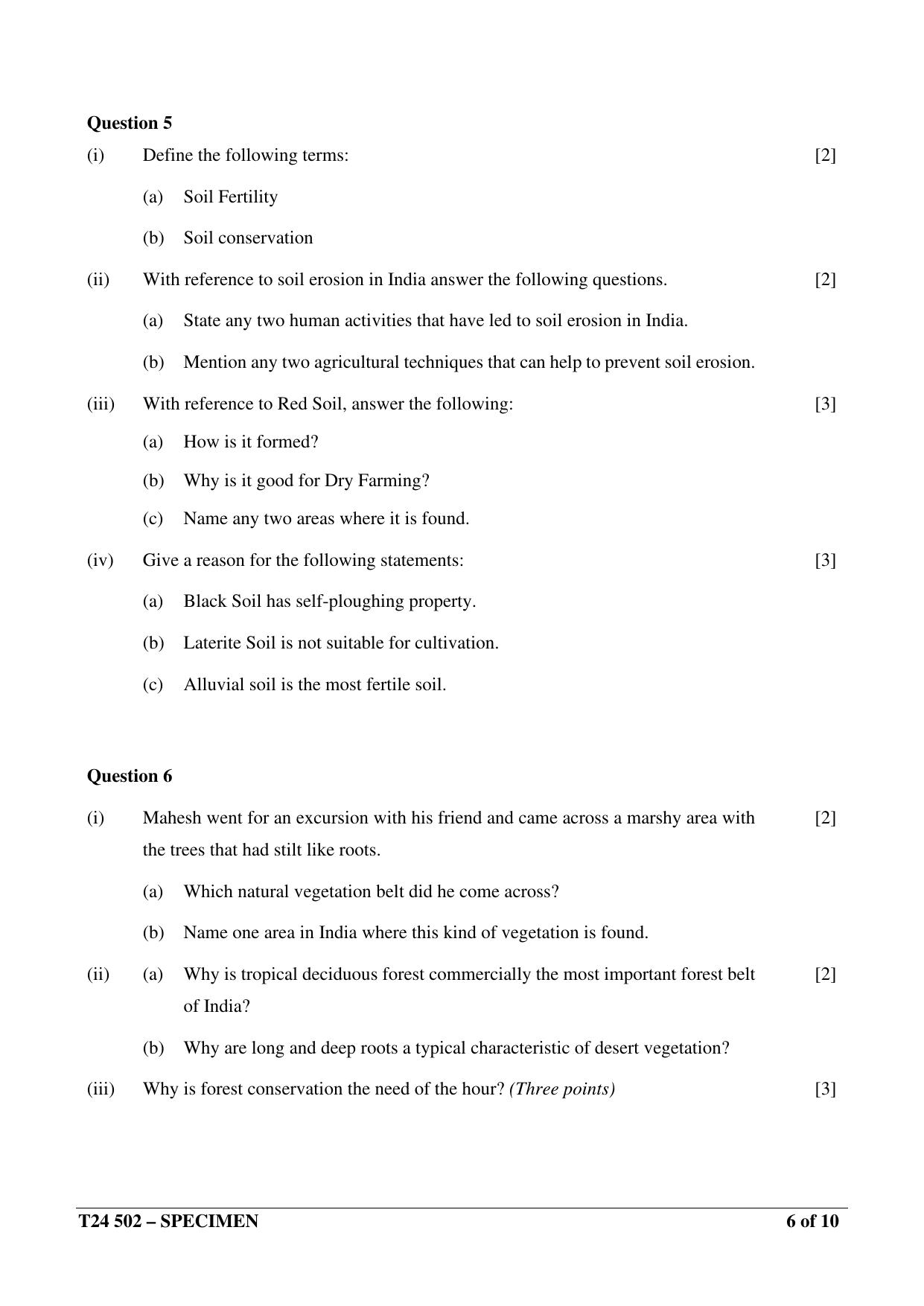 ICSE Class 10  2024 Geography Sample Paper - Page 6