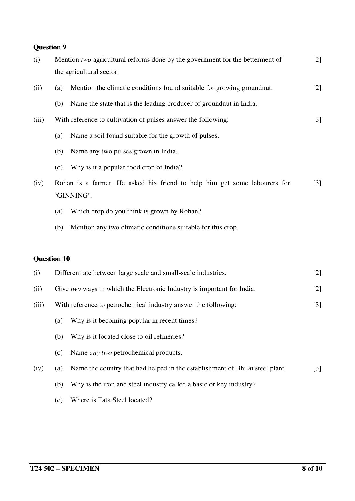 ICSE Class 10  2024 Geography Sample Paper - Page 8